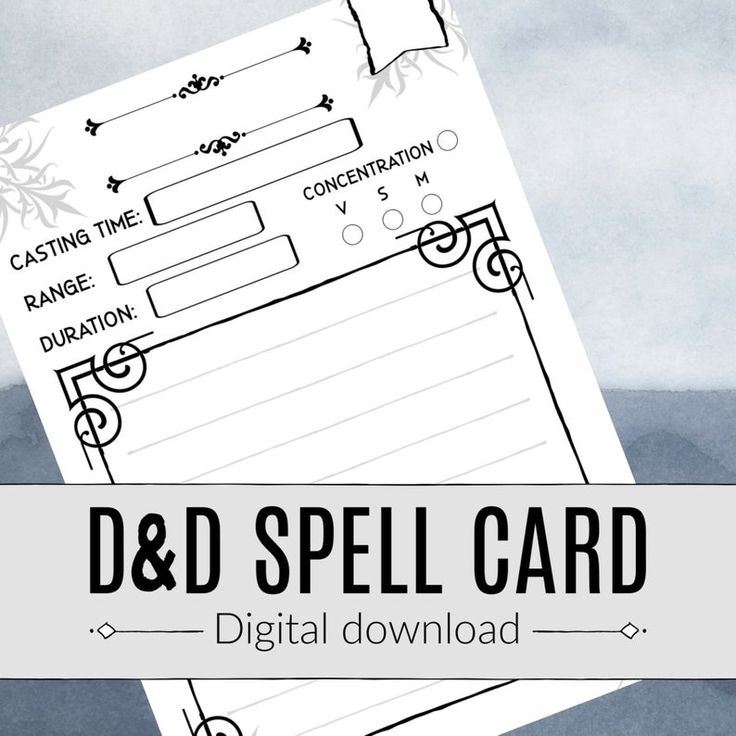 Printable D D Spell Cards