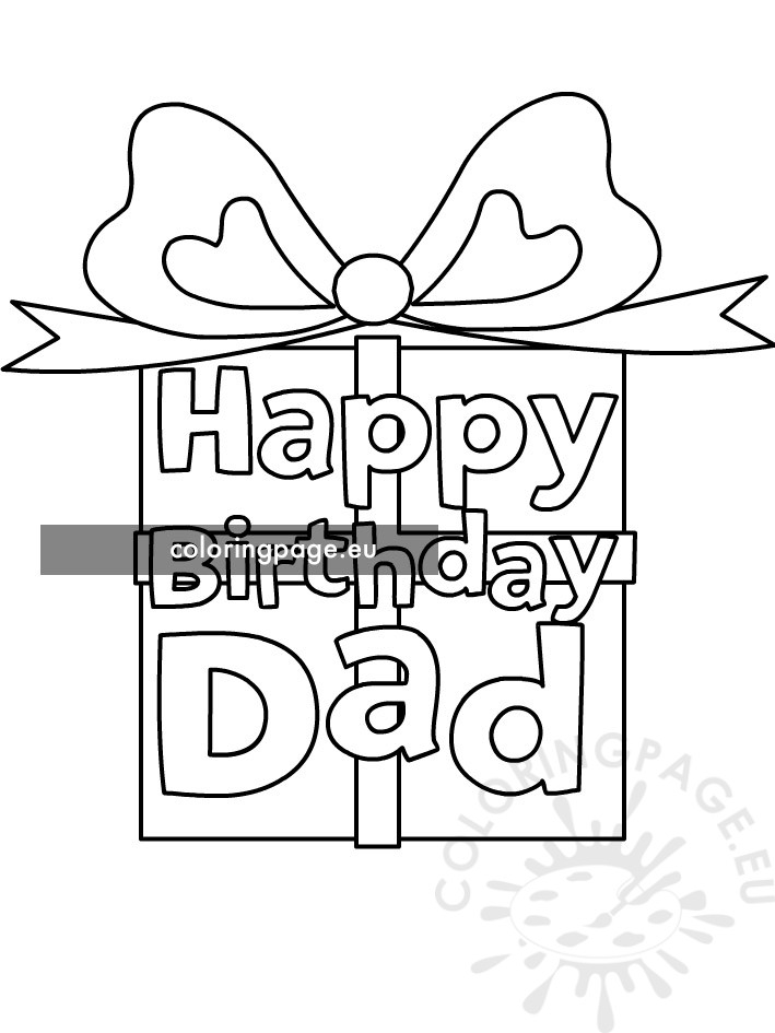 Printable Dad Birthday Card Coloring Page