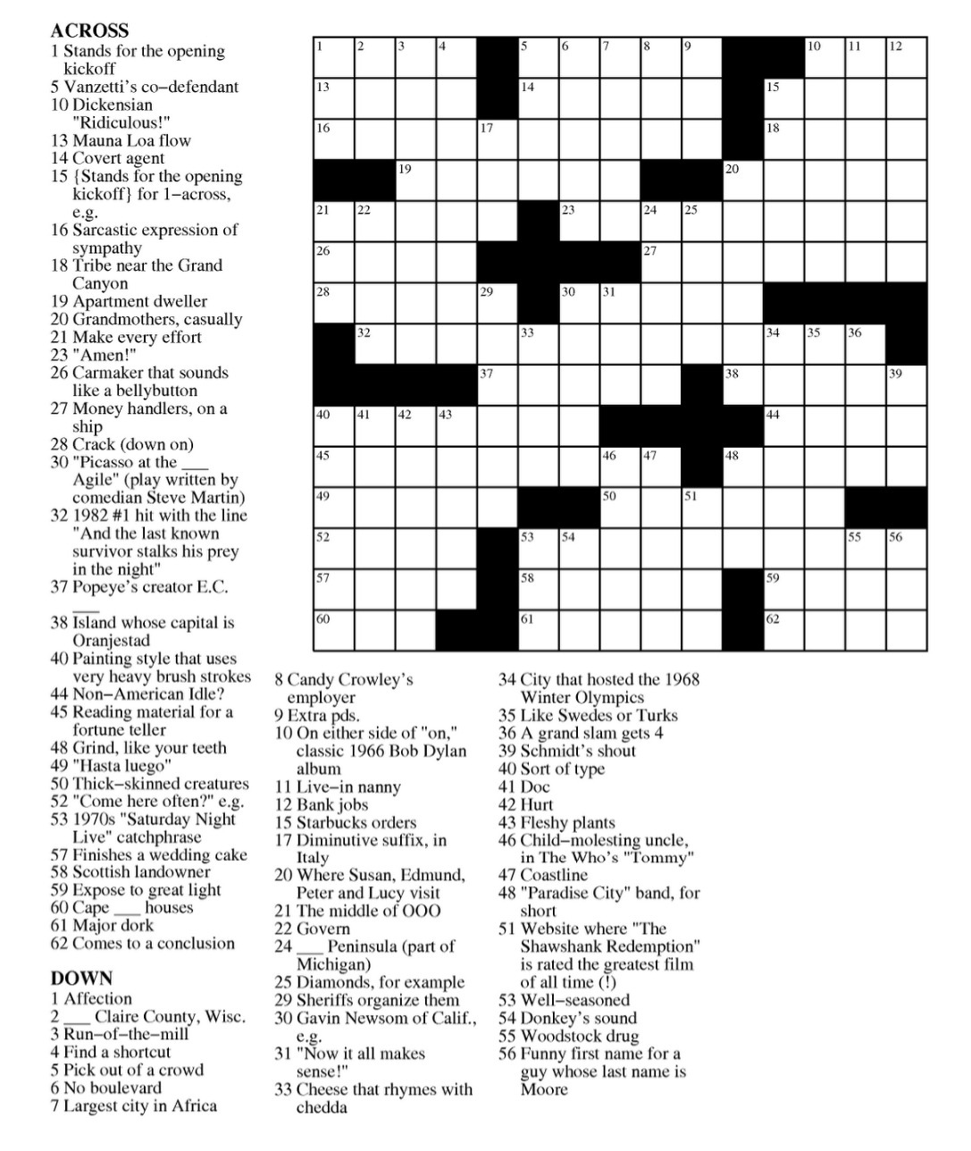 daily commuter crossword puzzle answers today free printable