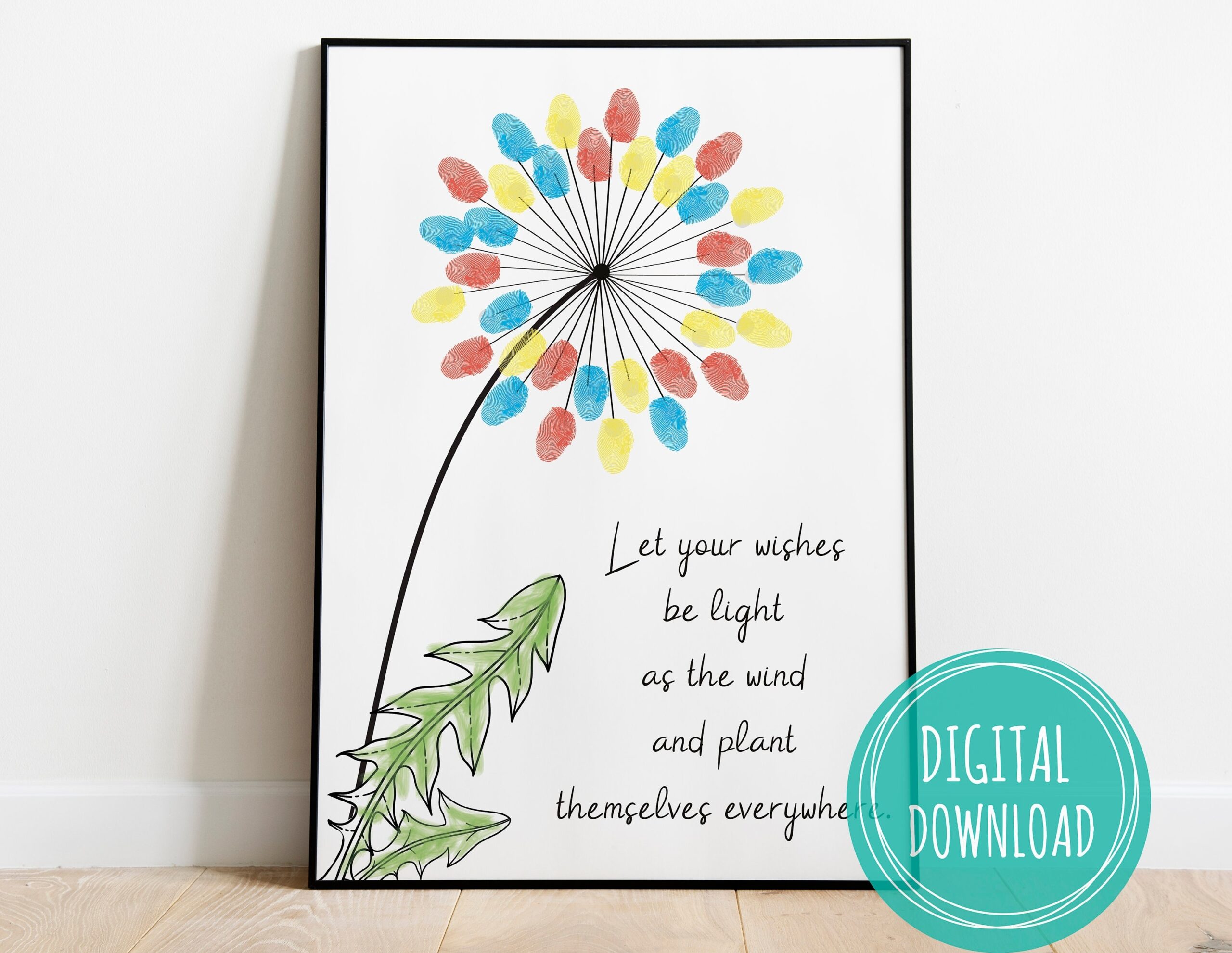 Printable Dandelion Fingerprint Art mothers Day Fingerprint Gift From 