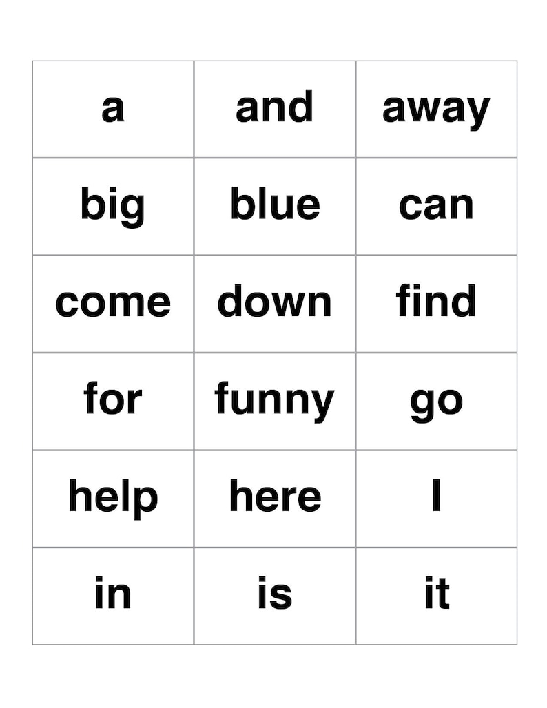 Printable Dolch Sight Words Flash Cards