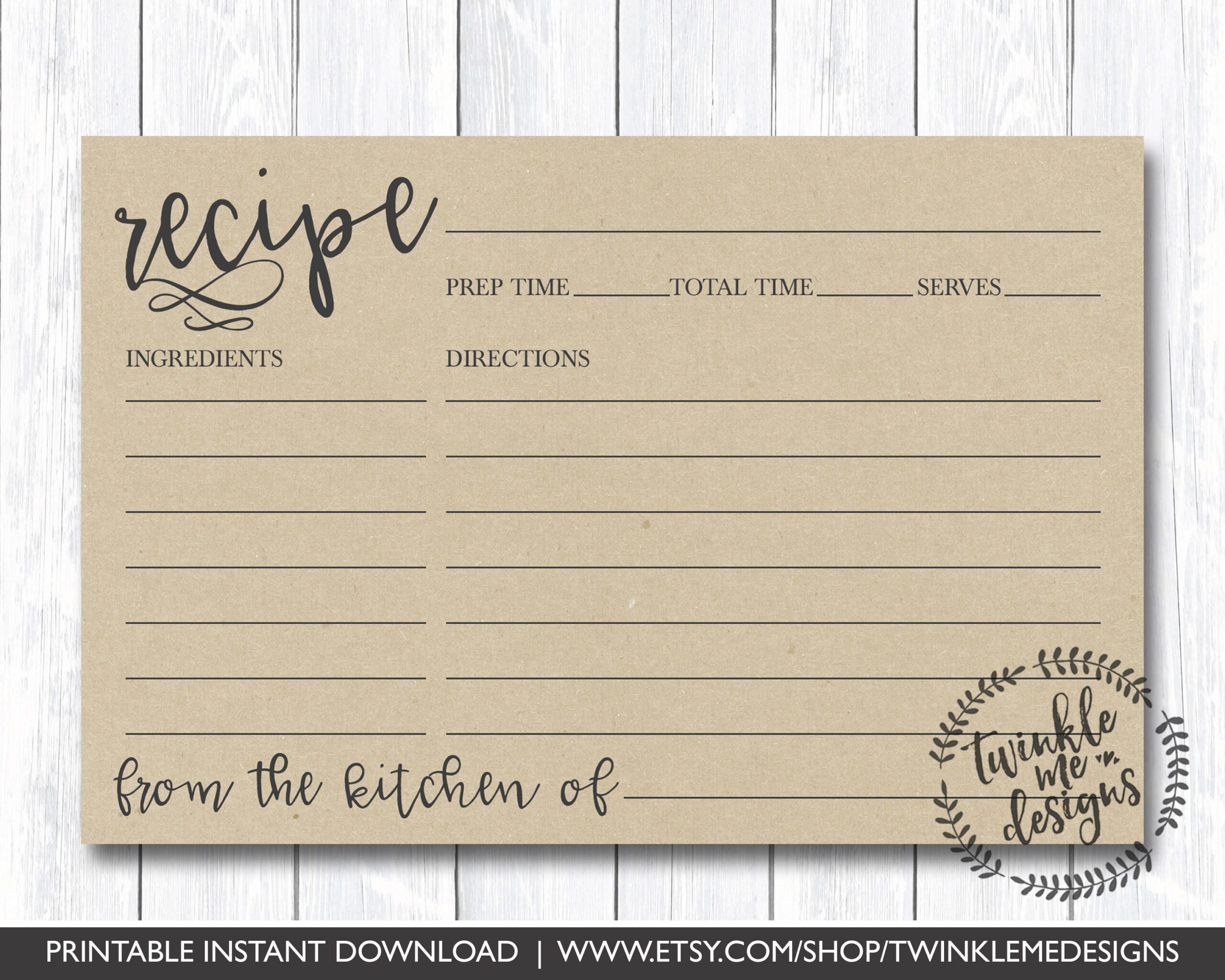 free printable 4x6 recipe card template