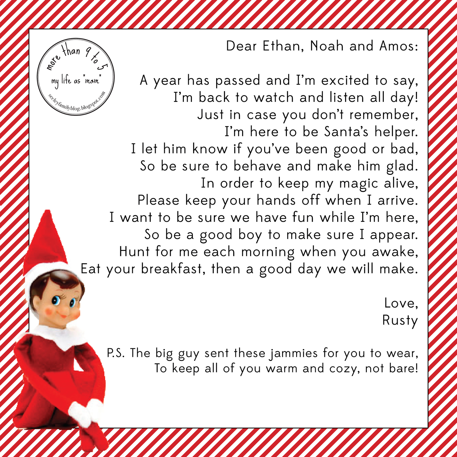 Printable Elf Letter Templates Content Calendar Template