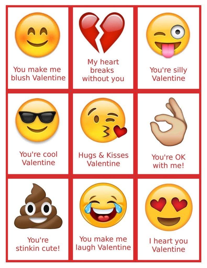 Printable Emoji Valentine Cards Printable Lab