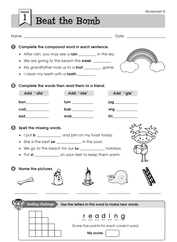 Printable English Worksheets For Class 1 With PDF 5000 