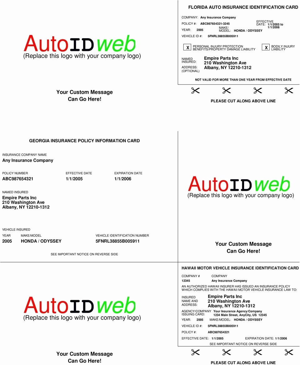 Printable Fake Insurance Cards