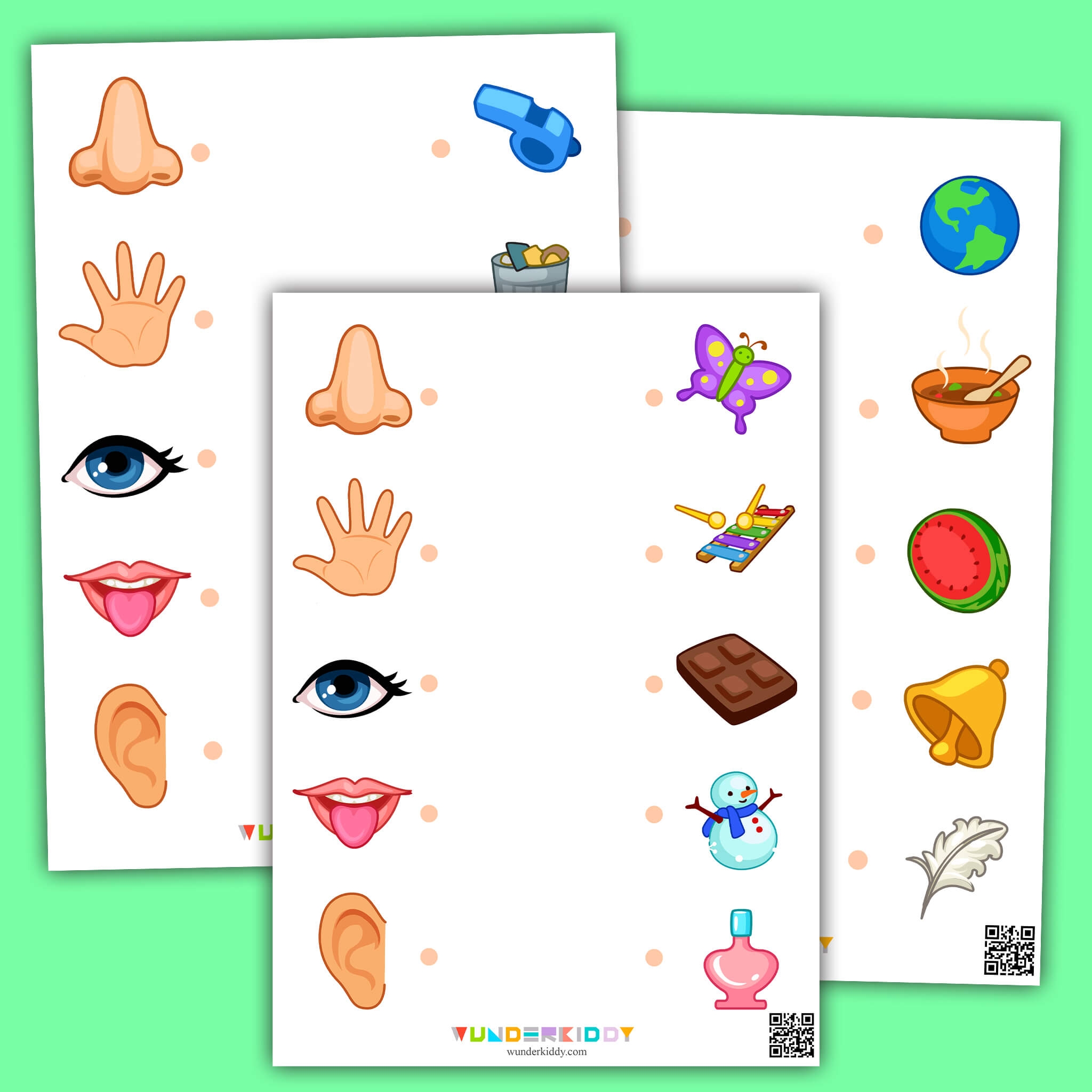 Printable Five Senses Matching Worksheet For Kindergarten Worksheets 