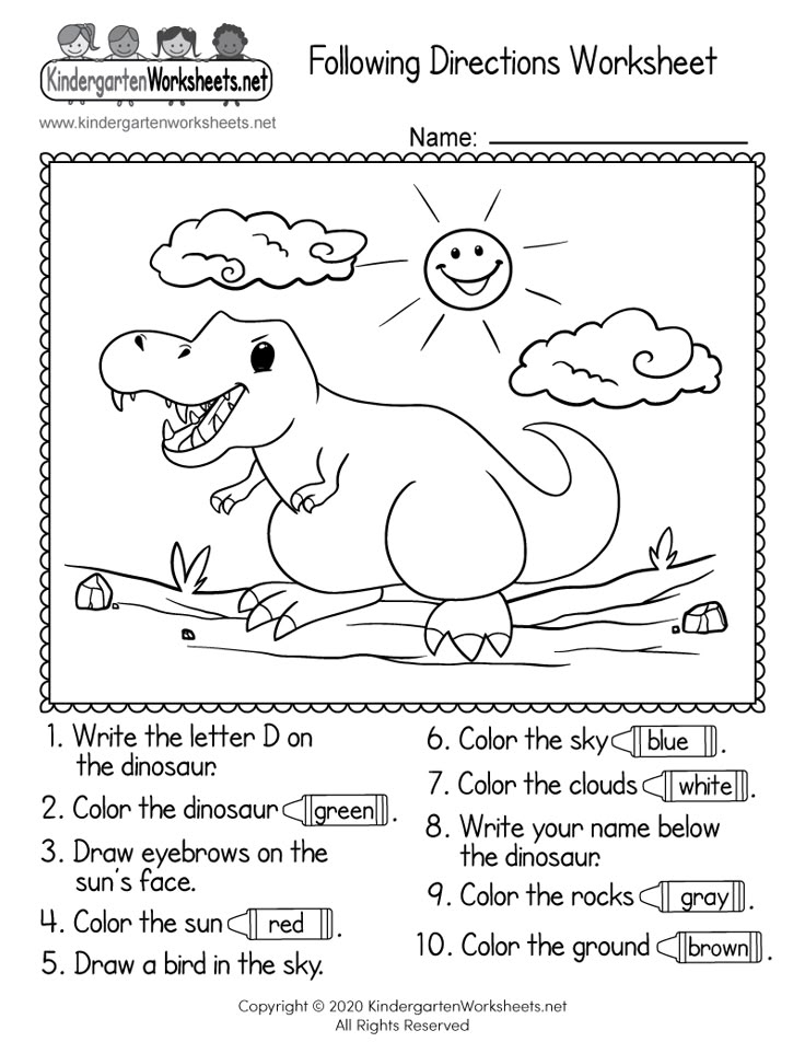 Printable Following Directions Worksheet Funny