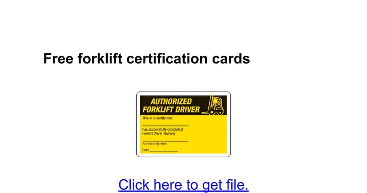 Printable Forklift Certification Wallet Card Template Free Printable 