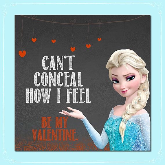 Printable Frozen Valentine 39 s Day Card Elsa Chalkboard Valentines 