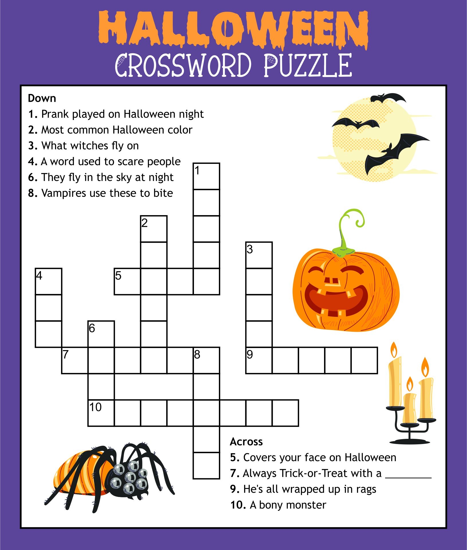 crossword puzzles for halloween printable