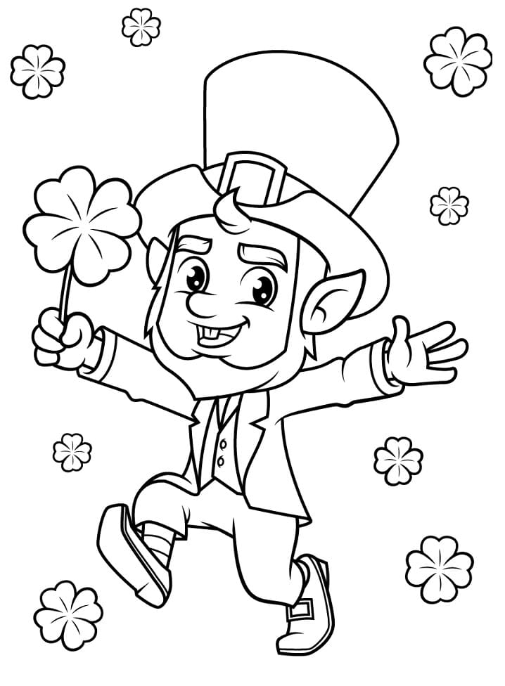 Printable Happy Leprechaun Coloring Page Free Printable Coloring 