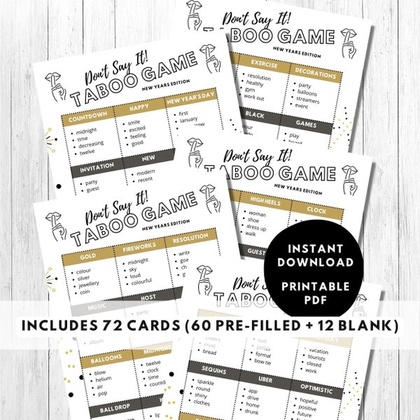 printable heads up game cards