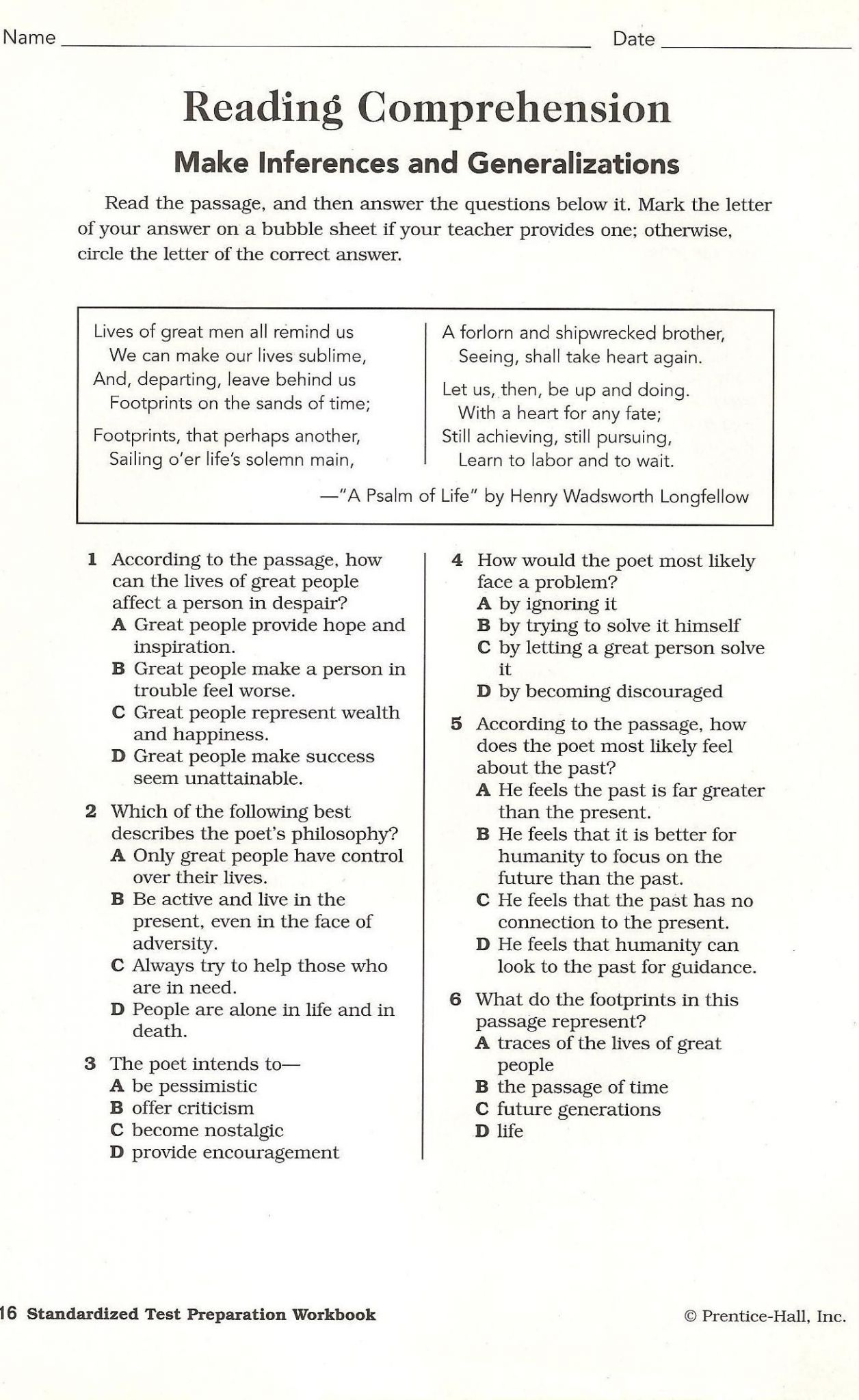 reading comprehension worksheets pdf