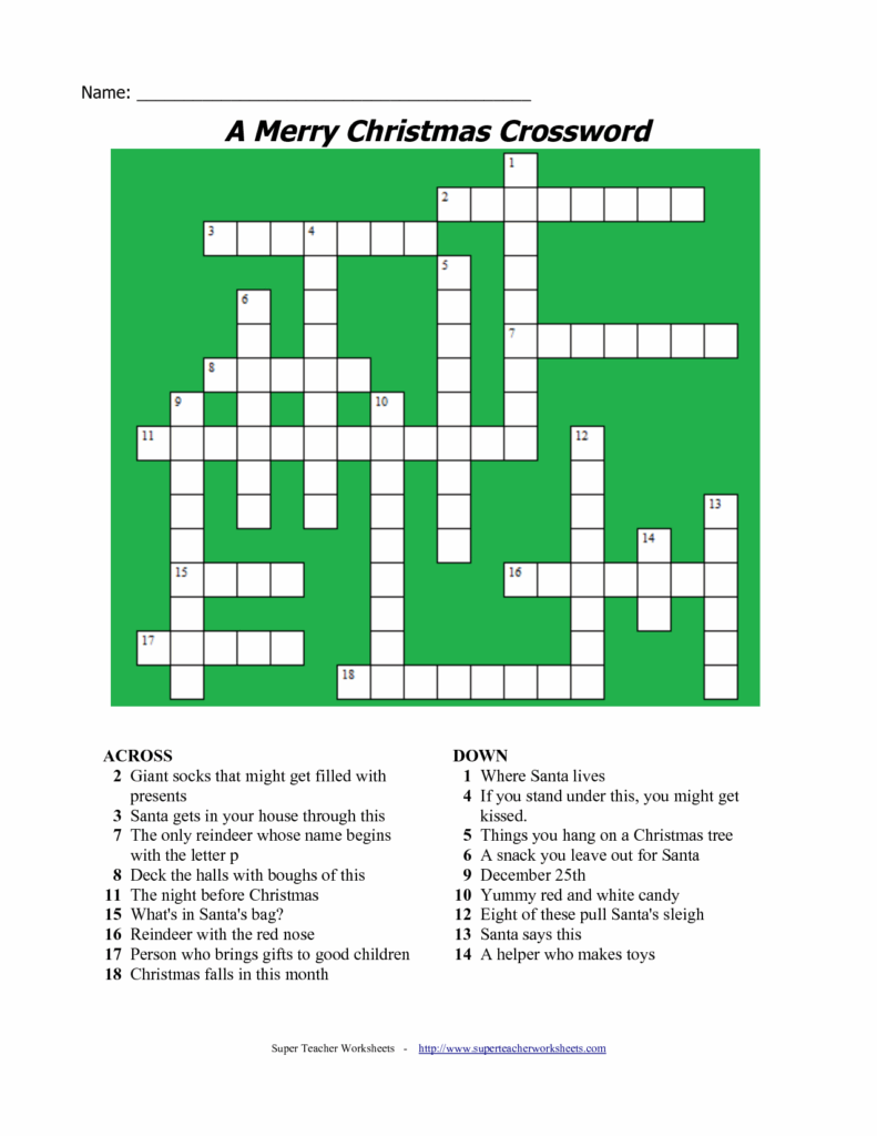 Printable Holiday Crossword Puzzles For Adults With Answers Printable