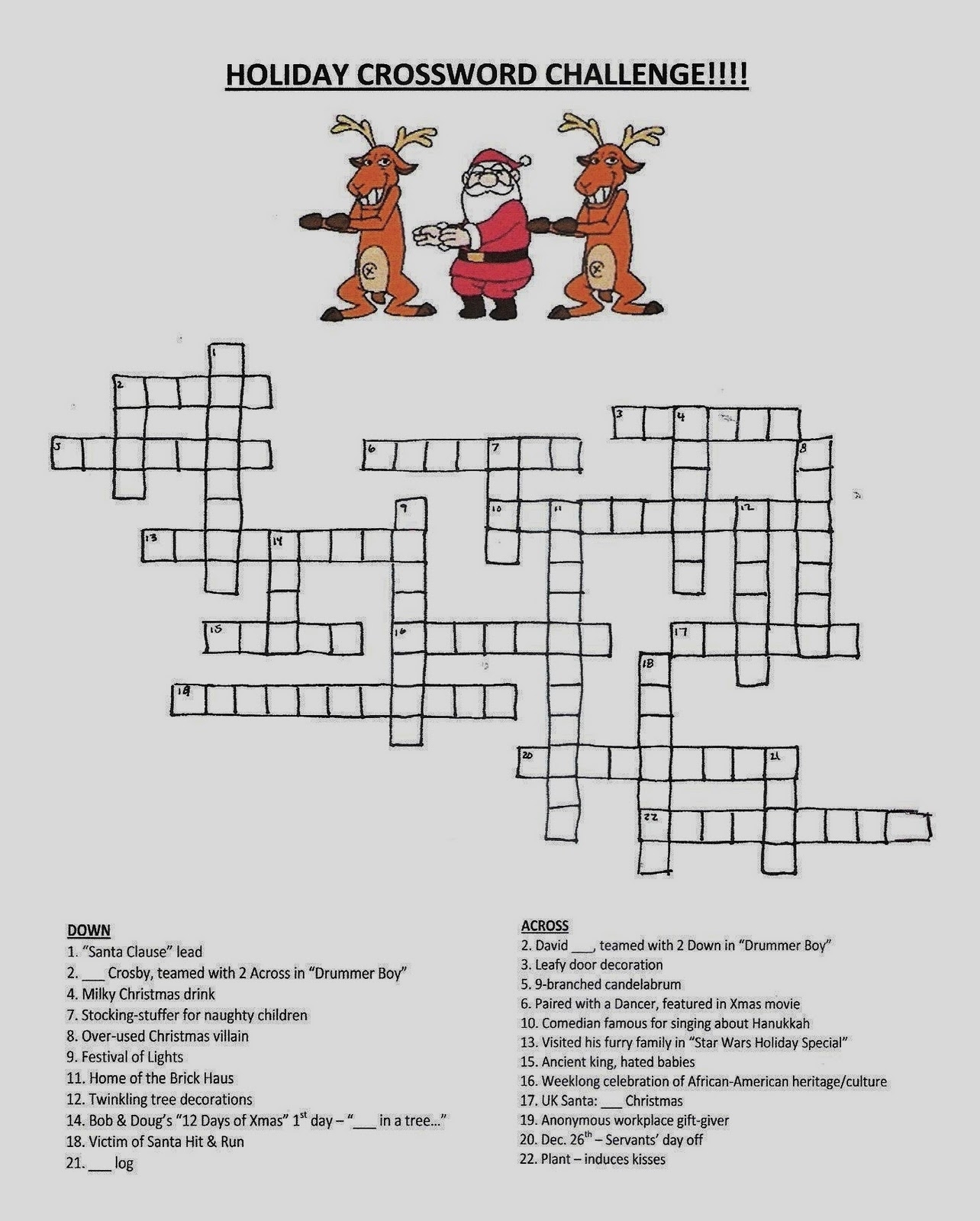 Printable Holiday Crossword Puzzles Printable Crossword Puzzles Online