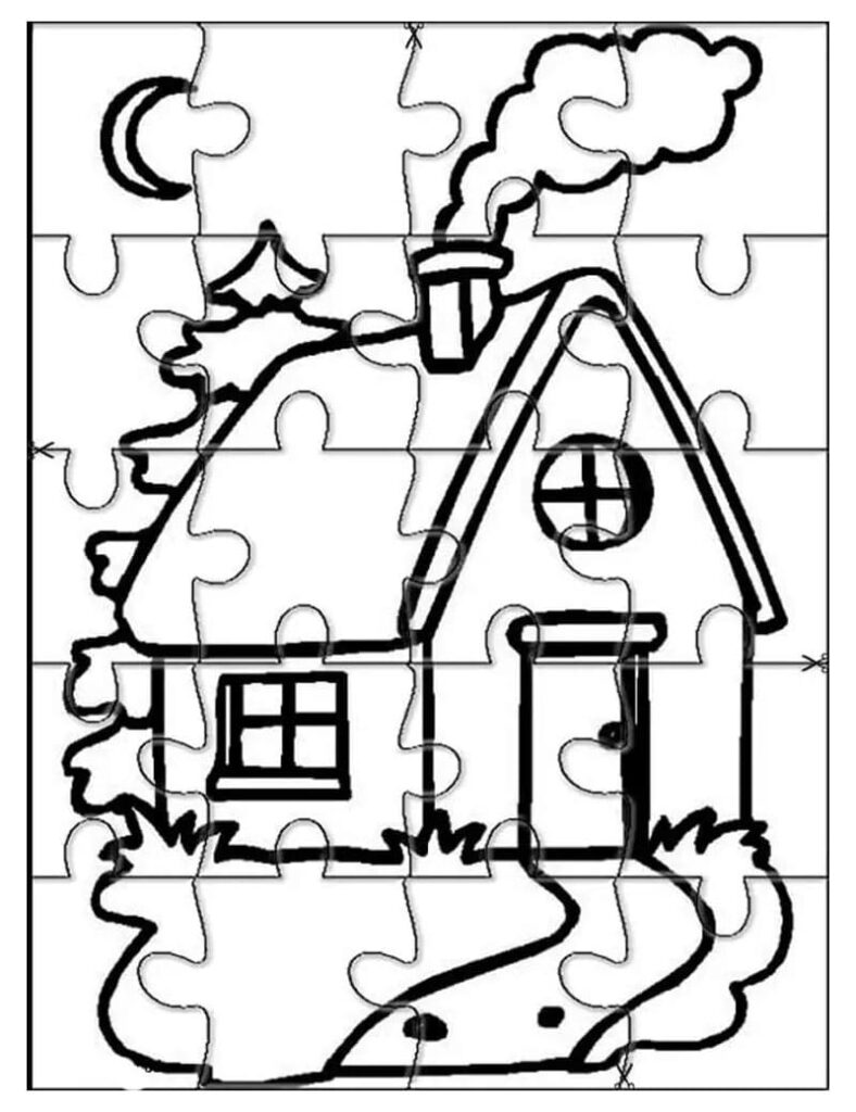 Printable House Jigsaw Puzzle Coloring Page Free Download And Print