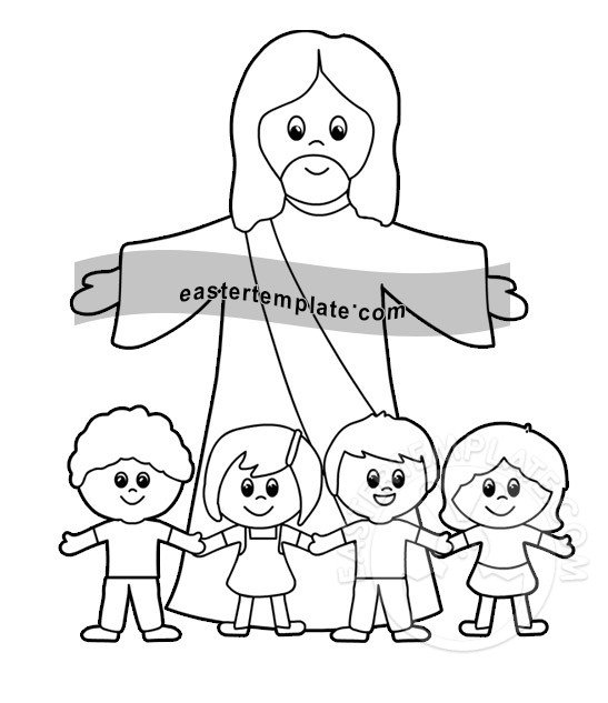 Printable Jesus Christ With Kids Easter Template