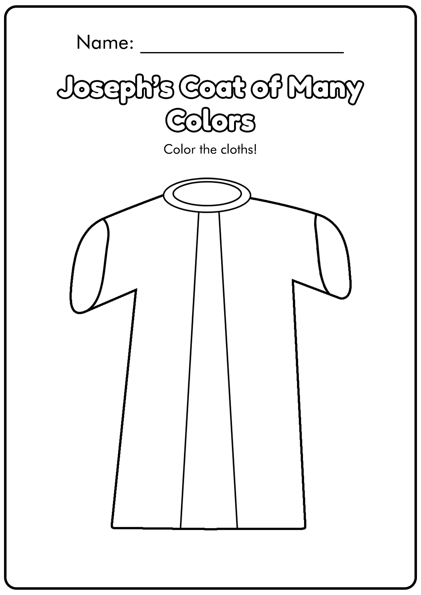 printable picture of joseph's coat