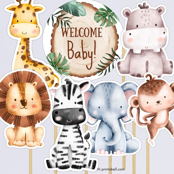 Printable Jungle Animals Centerpieces Printabell Express
