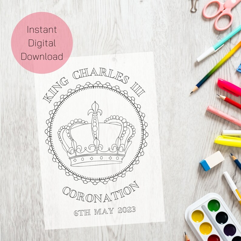 Printable King Charles Coronation Colouring Page Coronation Etsy