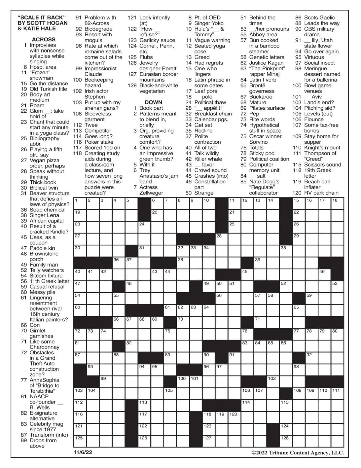 la times sunday crossword puzzle printable
