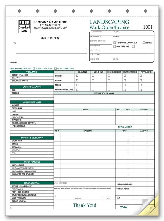 printable landscaping invoice template