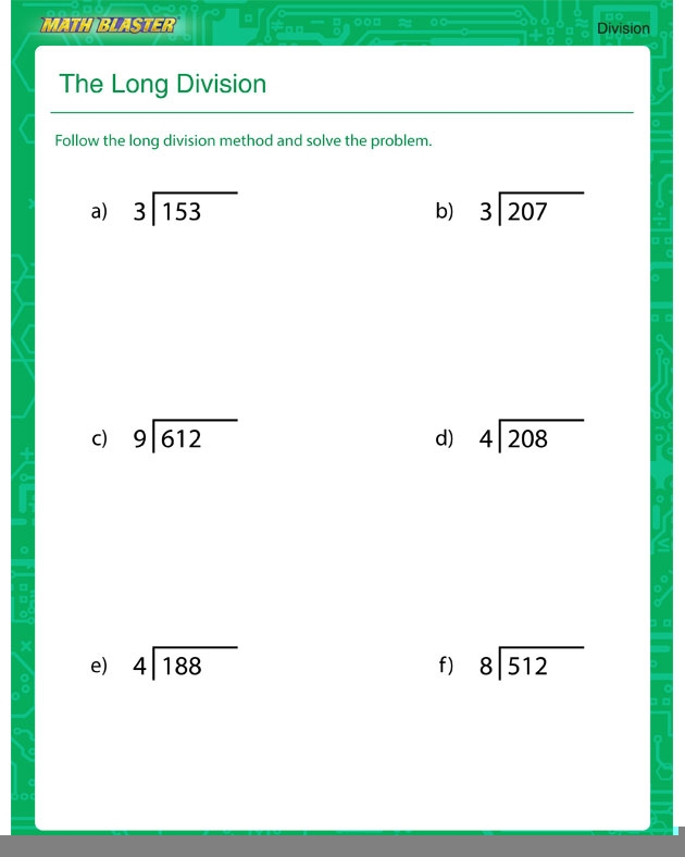 Printable Long Division Worksheet Long Division Worksheets