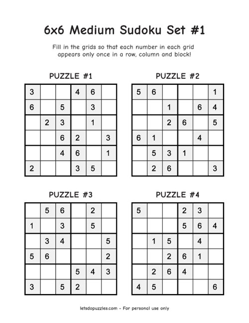 Printable Medium Sudoku Puzzles Sudoku Printable Printable 54 OFF
