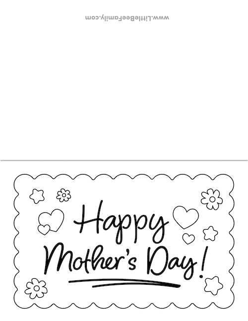 Printable Mother 39 s Day Coloring Card Little Bee Family