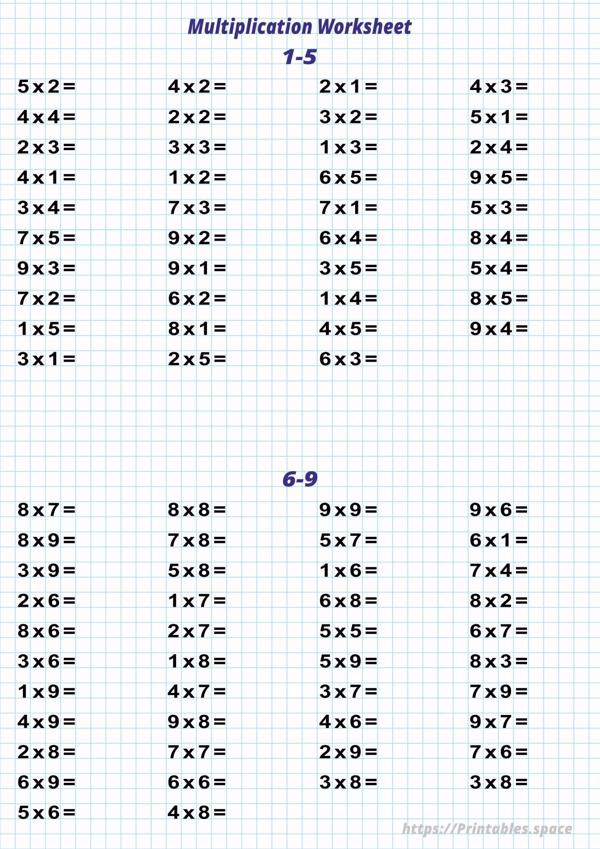 Printable Multiplication Worksheet Free Printables