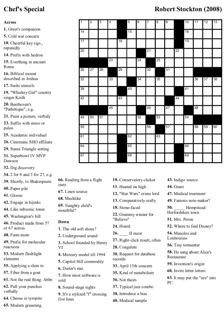 la times crossword puzzles printable