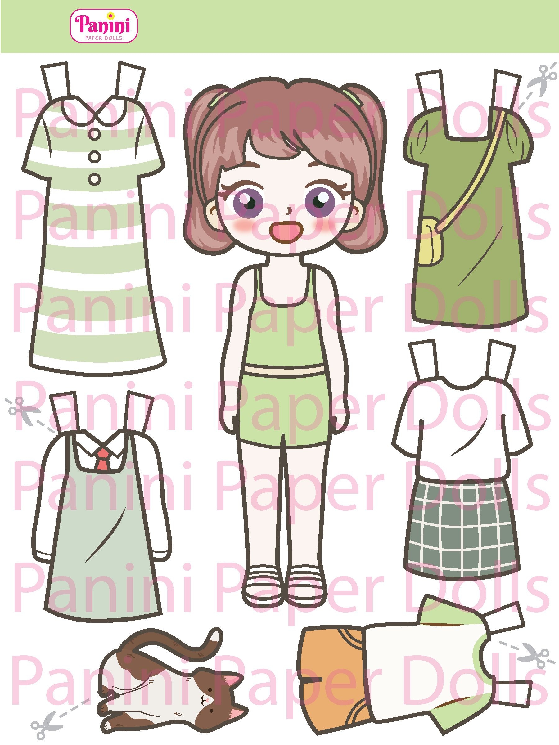 Printable Paper Doll Cute Kawaii Paper Dolls Dress Up Toys Instant 