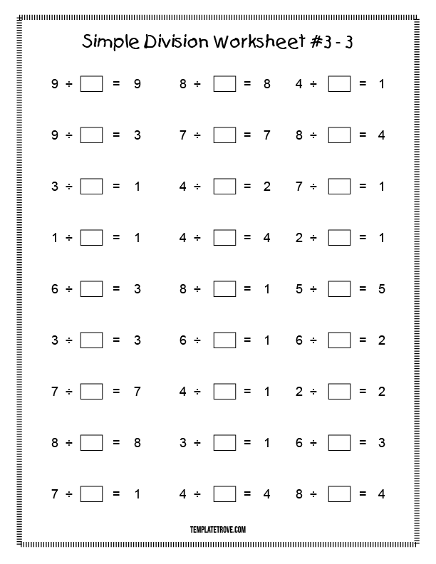 printable division worksheet for grade 3