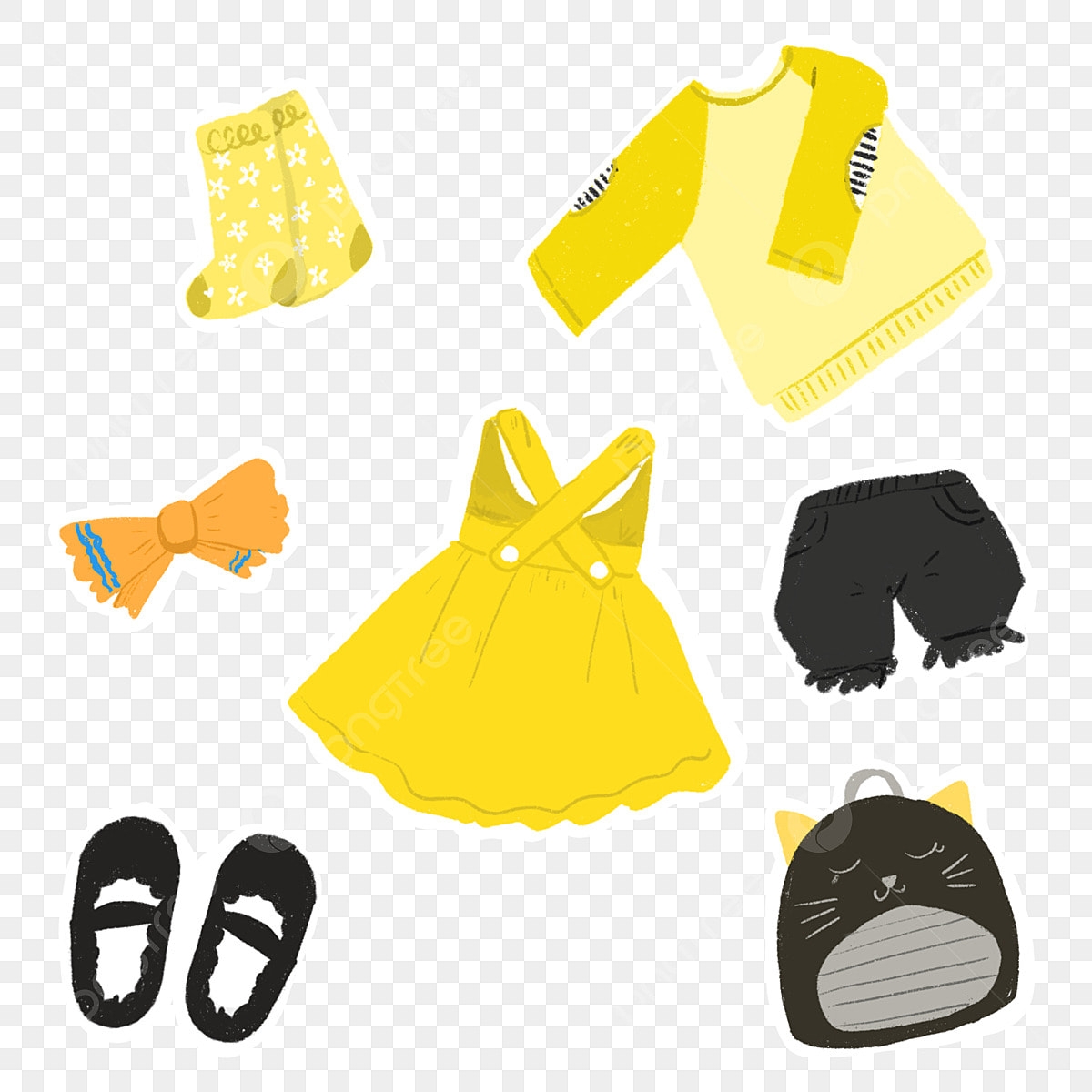 Printable Stickers Clipart Vector Fashion Clothes Yellow Sticker 