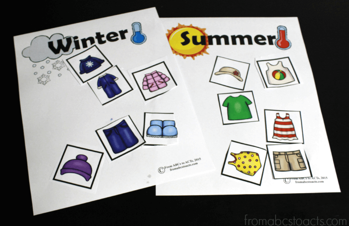 Printable Summer And Winter Clothing Sort From ABCs To ACTs