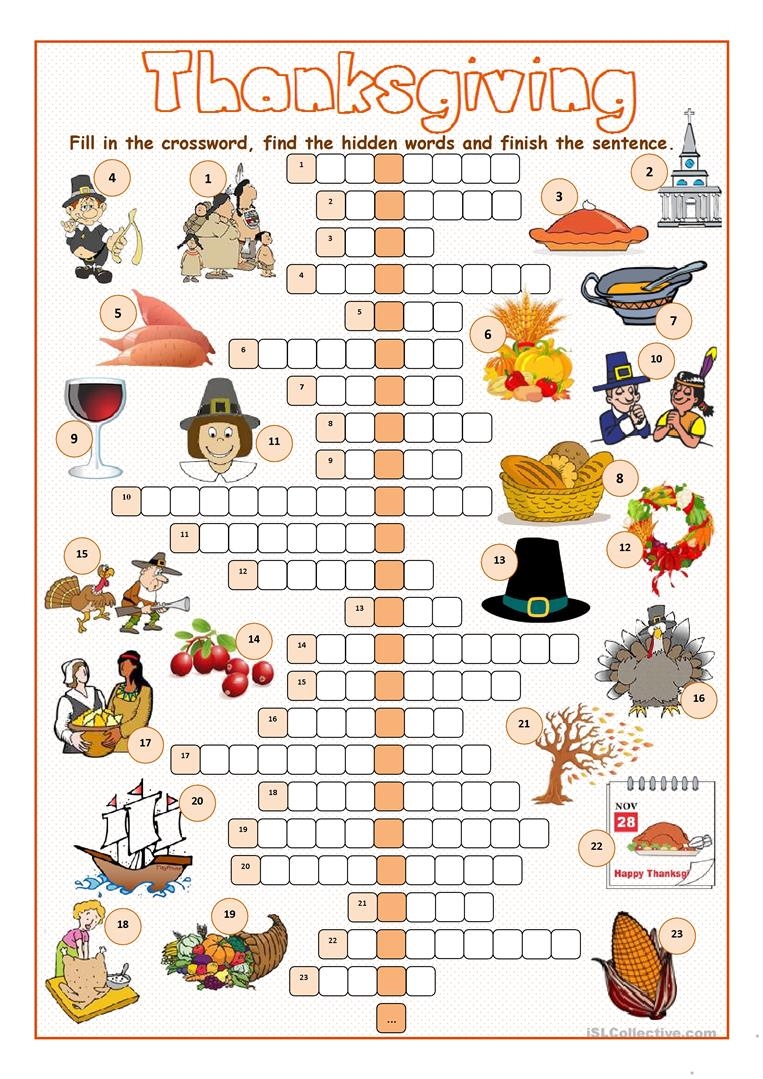 free thanksgiving crossword puzzles printable