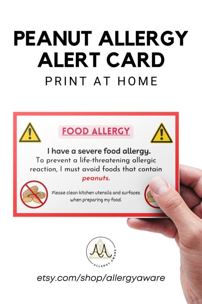 Printable Translated Peanut FOOD ALLERGY CARD Digital Download Chef