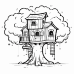 Printable Tree House To Color Coloring Page