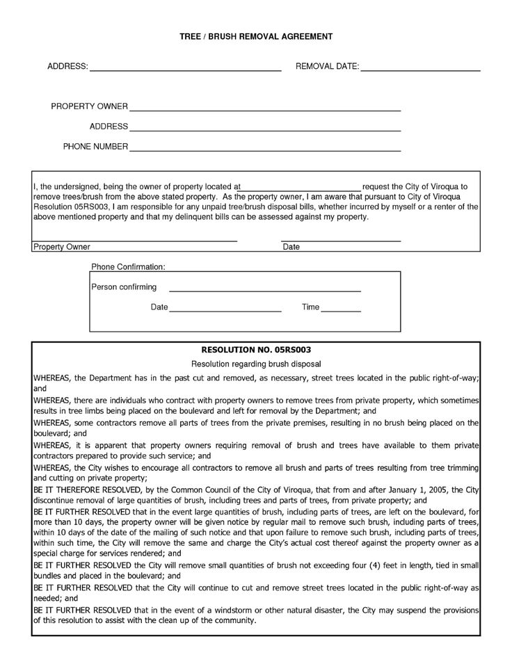 Printable Tree Removal Contract Template Social Media Template