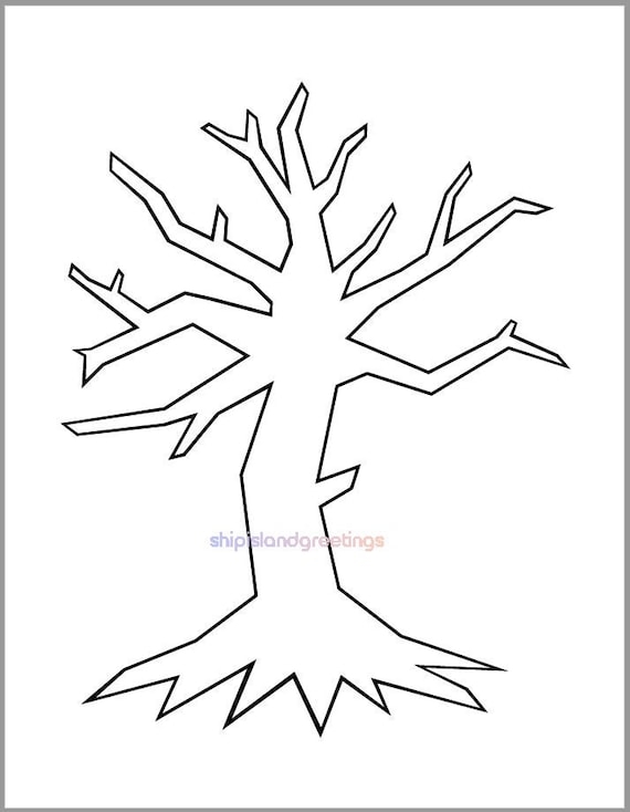 Printable Tree Template pdf Download halloween Crafts bare Etsy