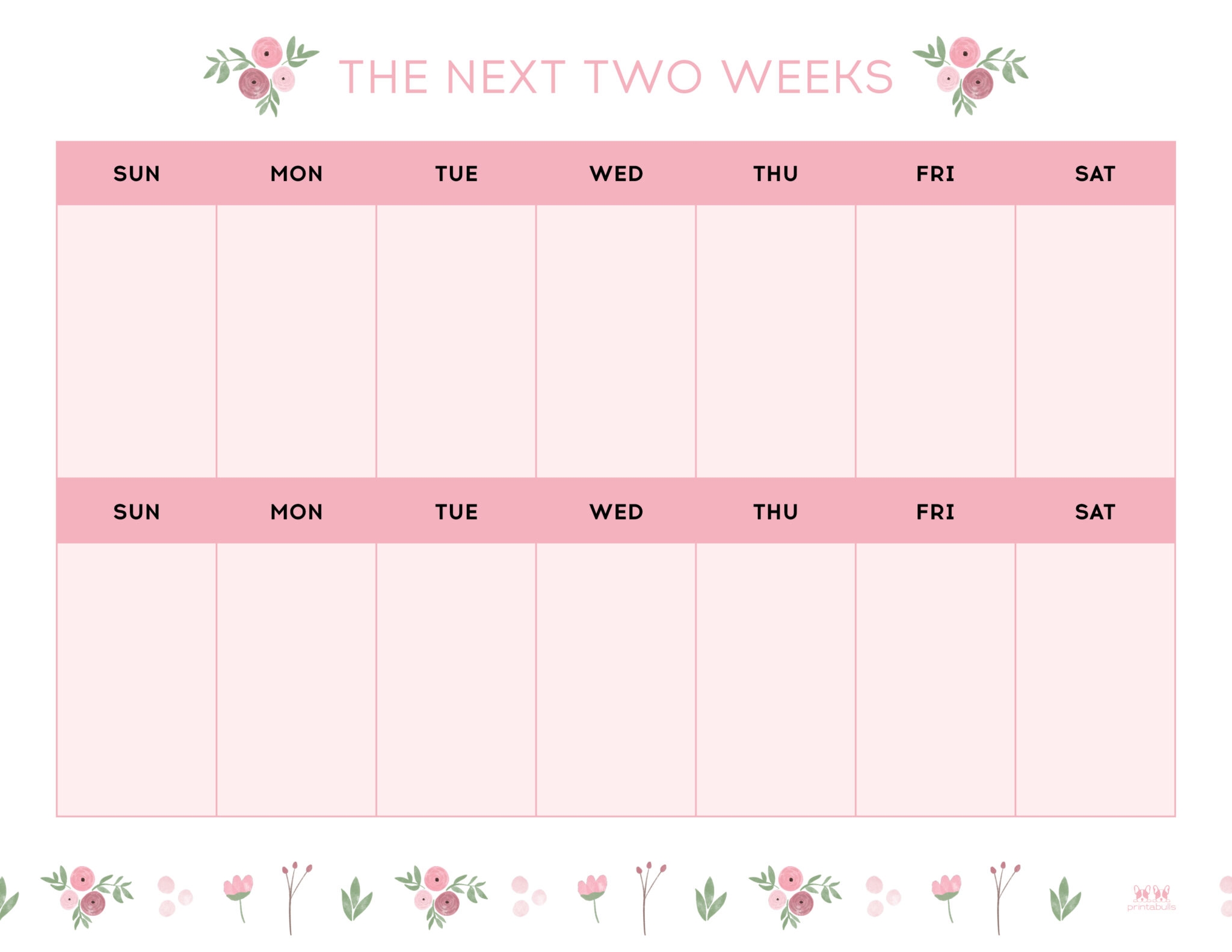 Printable Two Week Calendar Template Devina Caroljean