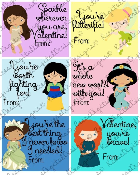 Printable Valentine S Day Cards Princess Kids Classroom Cards