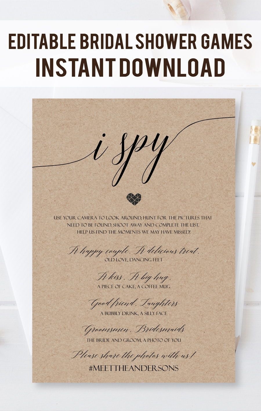 Printable Wedding Reception Game Editable I Spy Wedding Game Etsy 