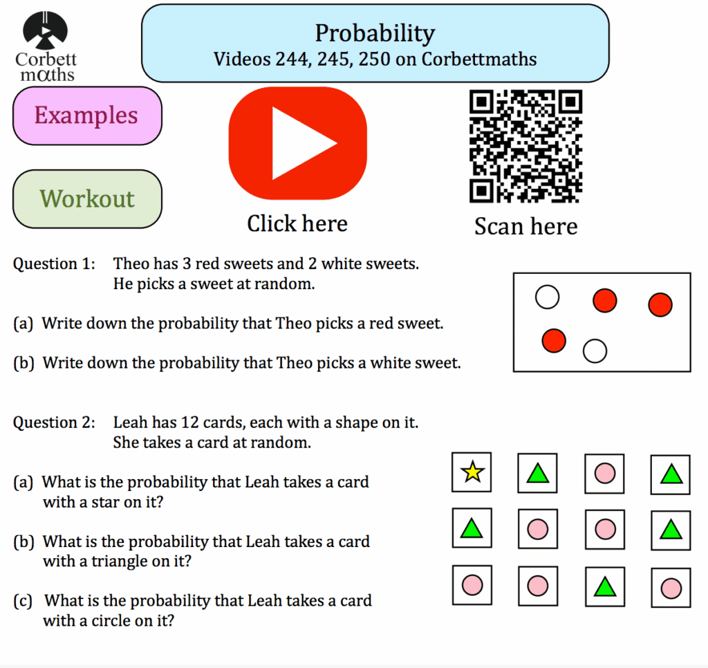 Probability Textbook Exercise Corbettmaths Worksheets Library