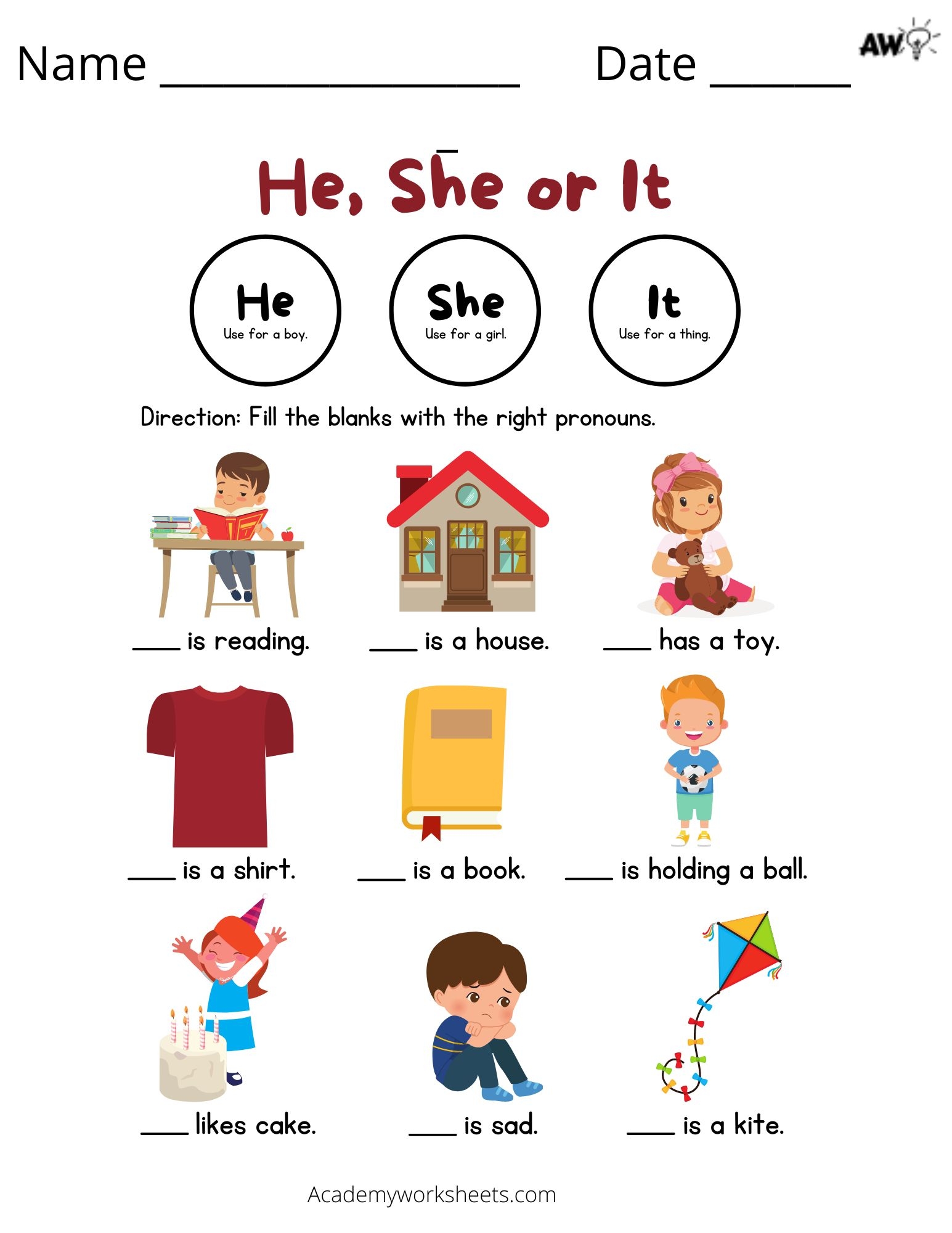pronoun worksheets