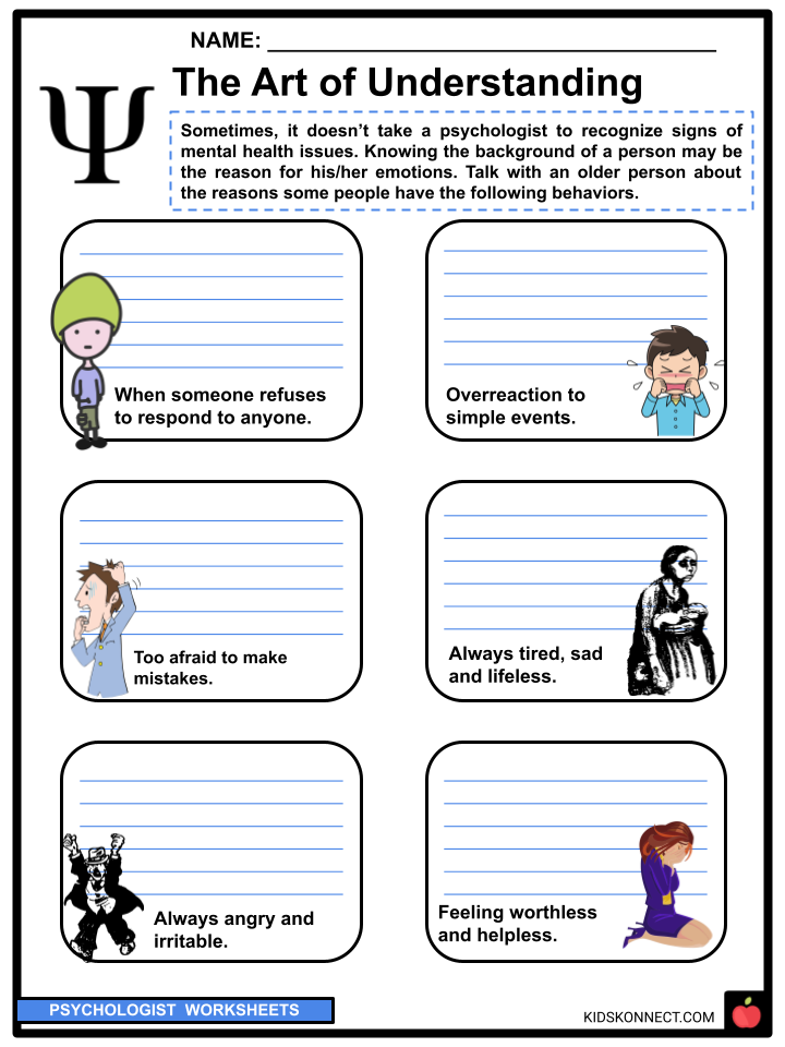 Psychologist Facts Worksheets For Kids Career Function 
