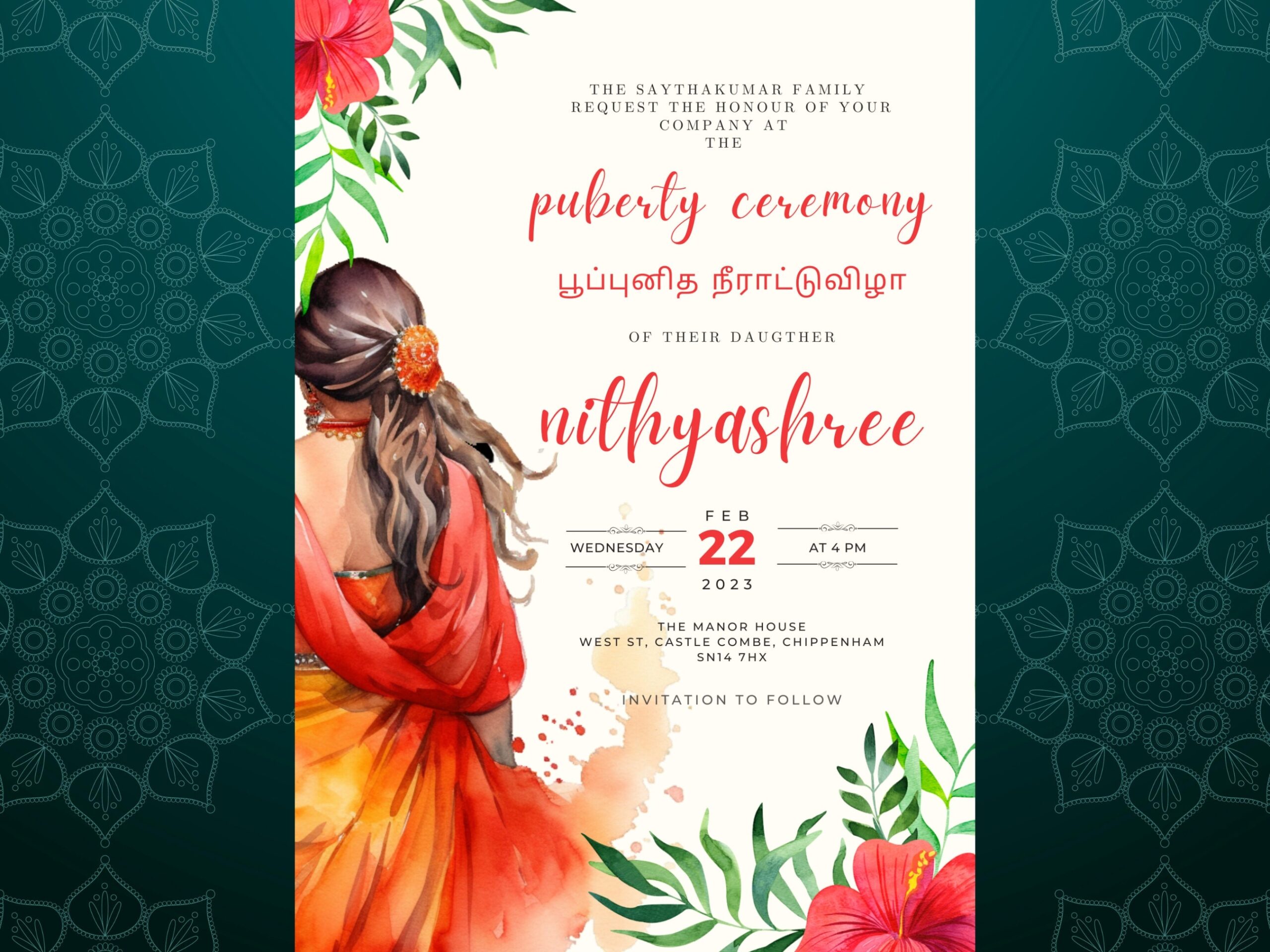 Puberty Ceremony Invitation Half saree Ceremony Invitation 46 OFF