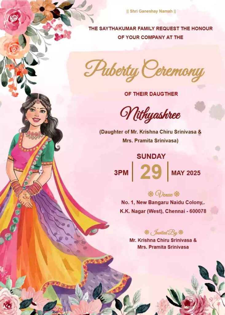 Puberty Function Invitation Template I Love Invite Free Invitation