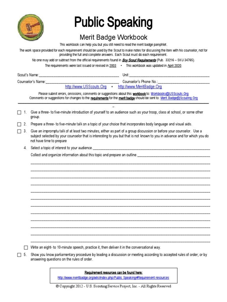 merit badge worksheets